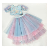 Blue/pink lehenga set